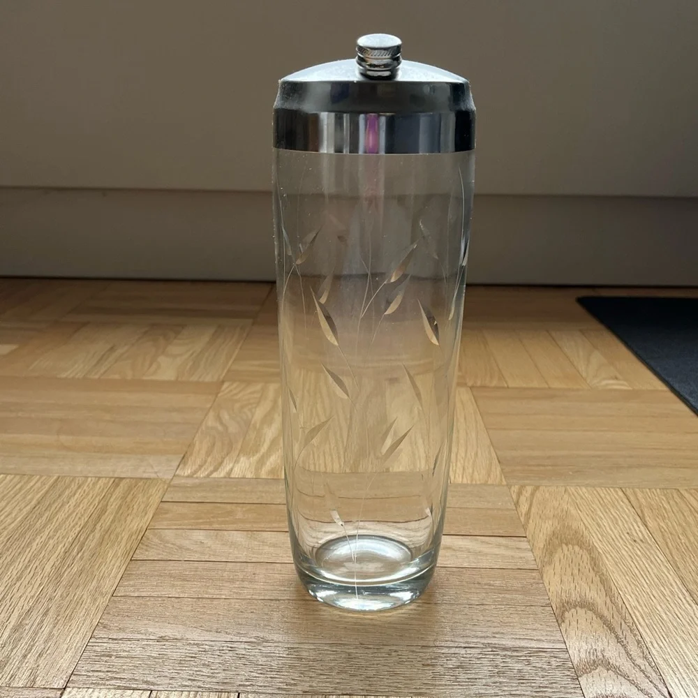 Vintage Elegant Silver and Clear Glass Cocktail Shaker - Picture 1 of 4
